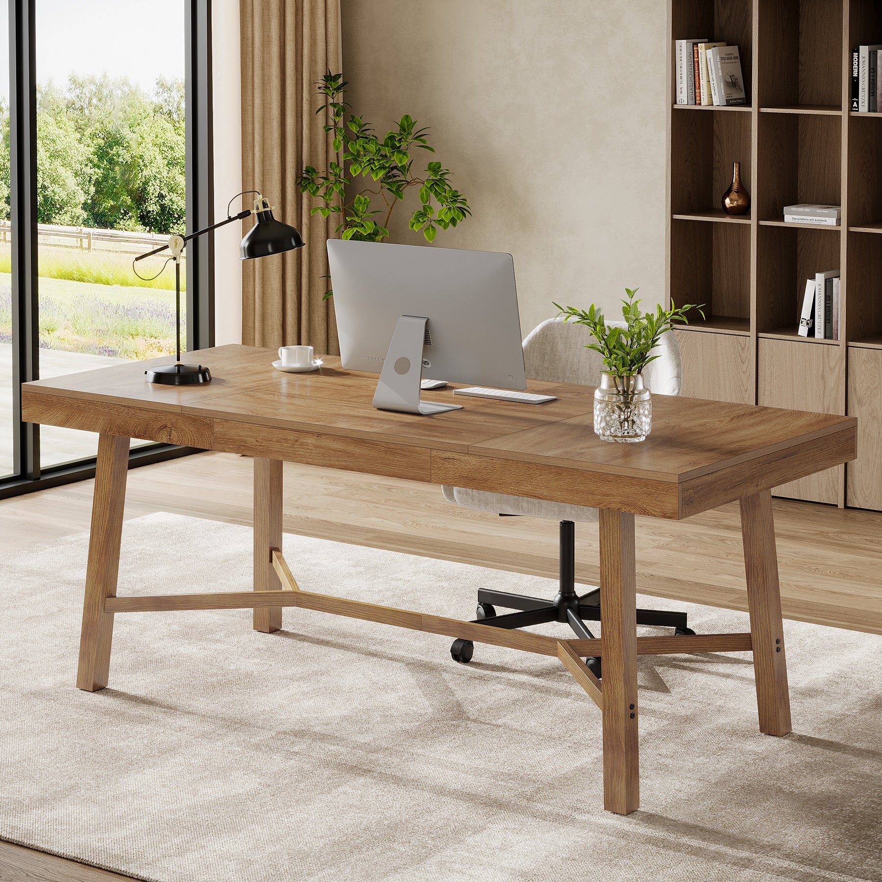 71" Executive Desk, Farmhouse Office Computer Desk with Sturdy Leg