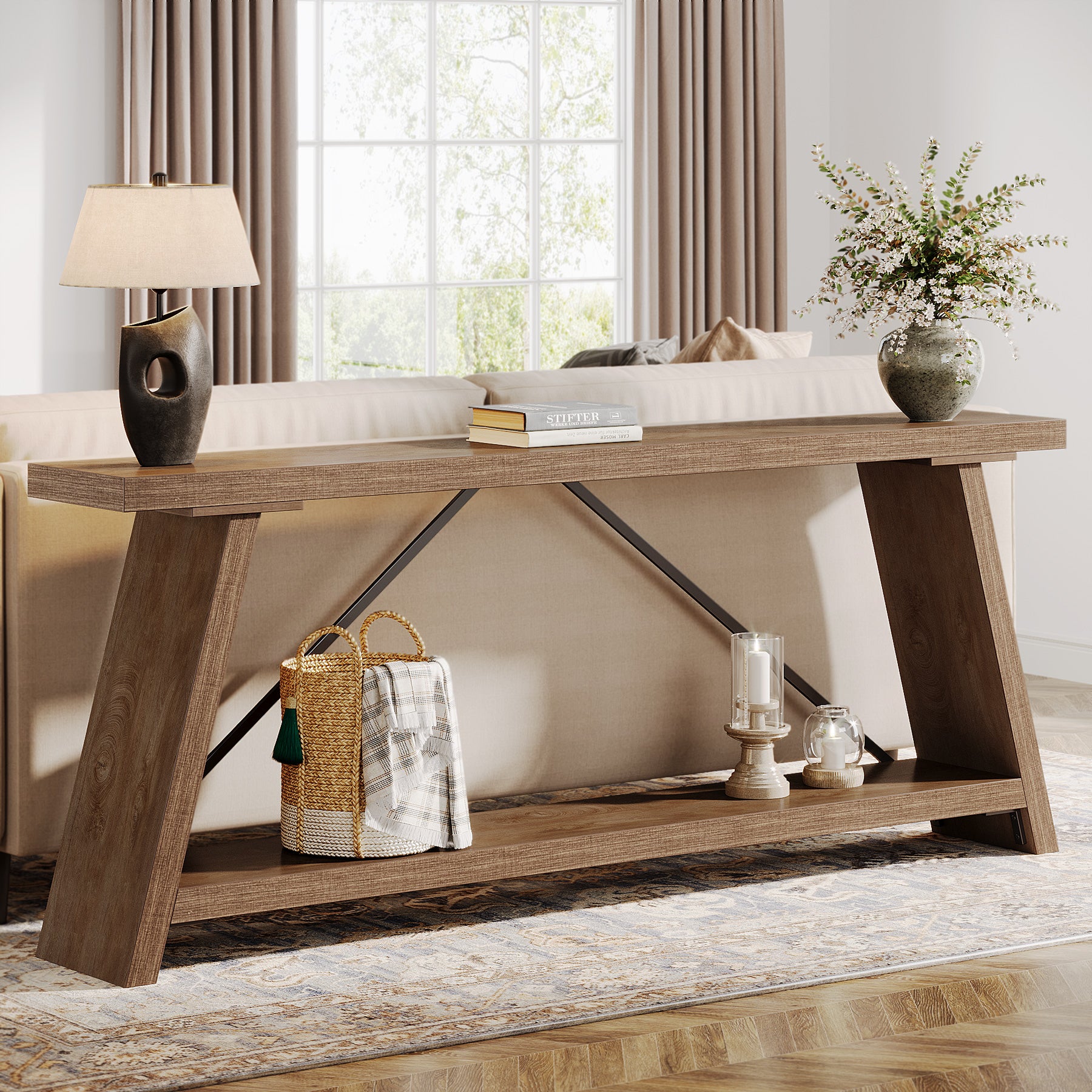 70.9" Console Table, Extra Long Sofa Table Behind Couch