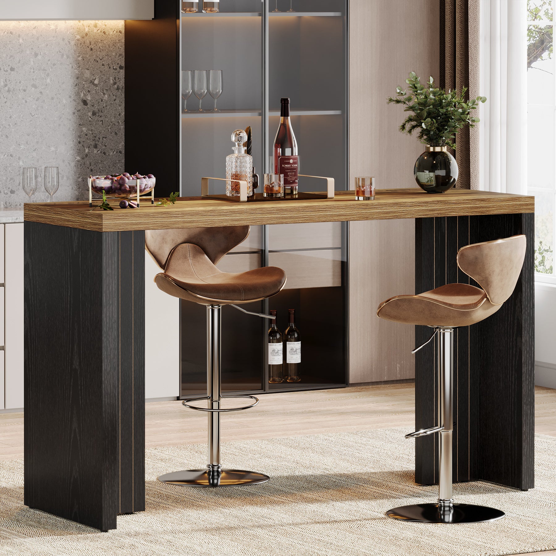 55" Bar Unit, Moedern Home Bar Table Coffee Table