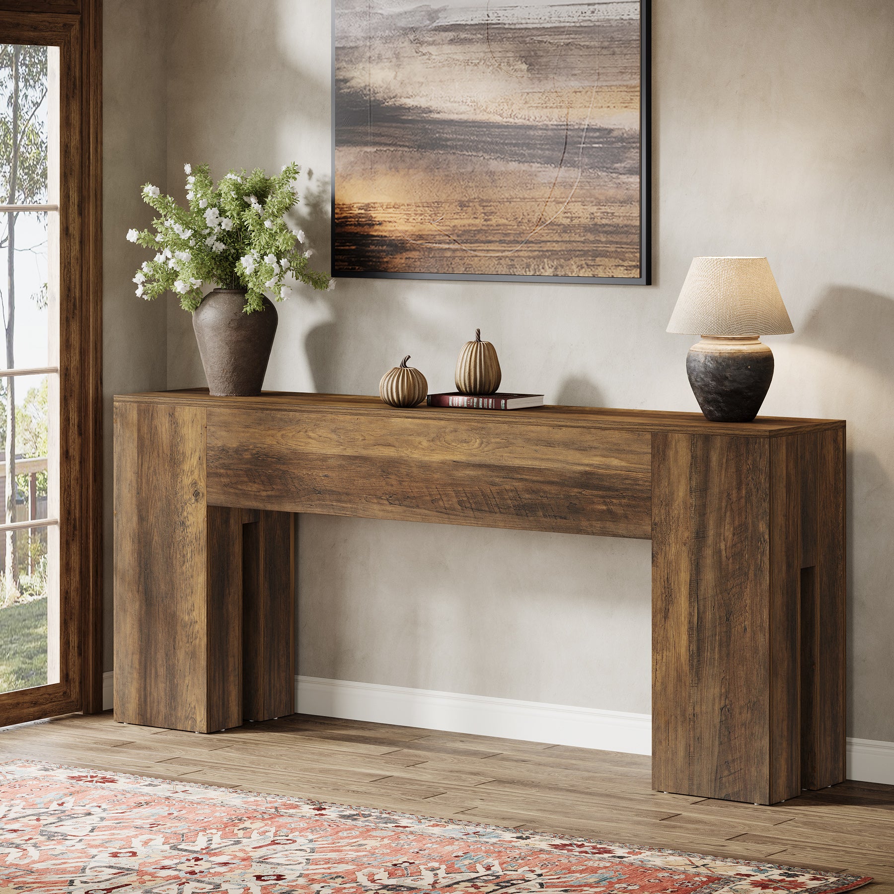 71" Console Table, Farmhouse Entryway Sofa Table Behind Couch