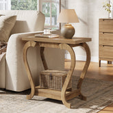 2-Tier End Table, Narrow Accent Side Table with with Storage Shelves 3