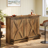 63" Home Bar Unit, 2-Tier  Bar Table Coffee Cabinet with Footrest 3