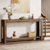 63" Console Table, Narrow 2-Tier Sofa Table Accent Entrance Console 3