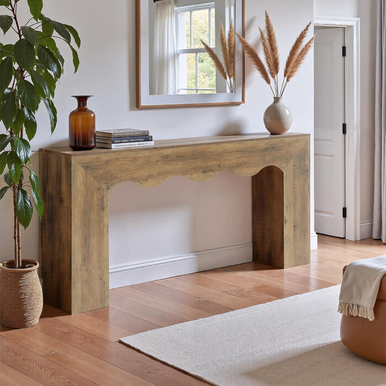 63" Console Table, Wooden Sofa Table Entryway Table with Storage Tribesigns
