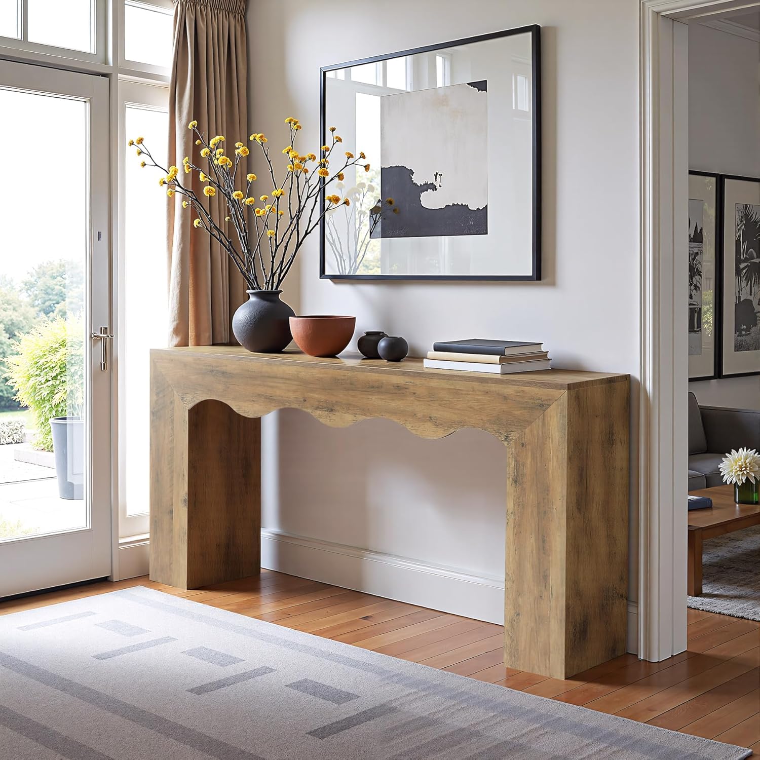 63" Console Table, Wooden Sofa Table Entryway Table with Storage Tribesigns