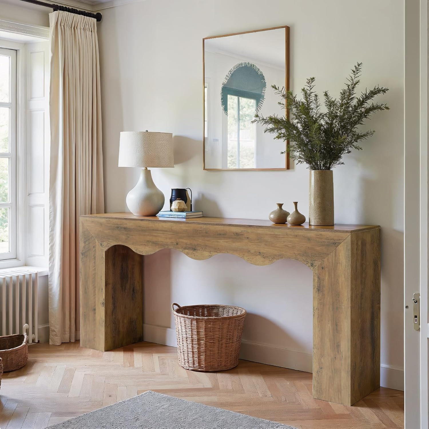 63" Console Table, Wooden Sofa Table Entryway Table with Storage Tribesigns