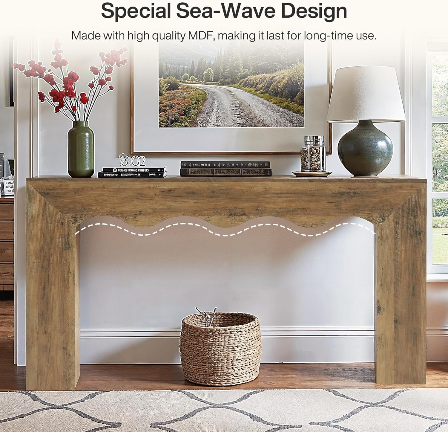 63" Console Table, Wooden Sofa Table Entryway Table with Storage Tribesigns