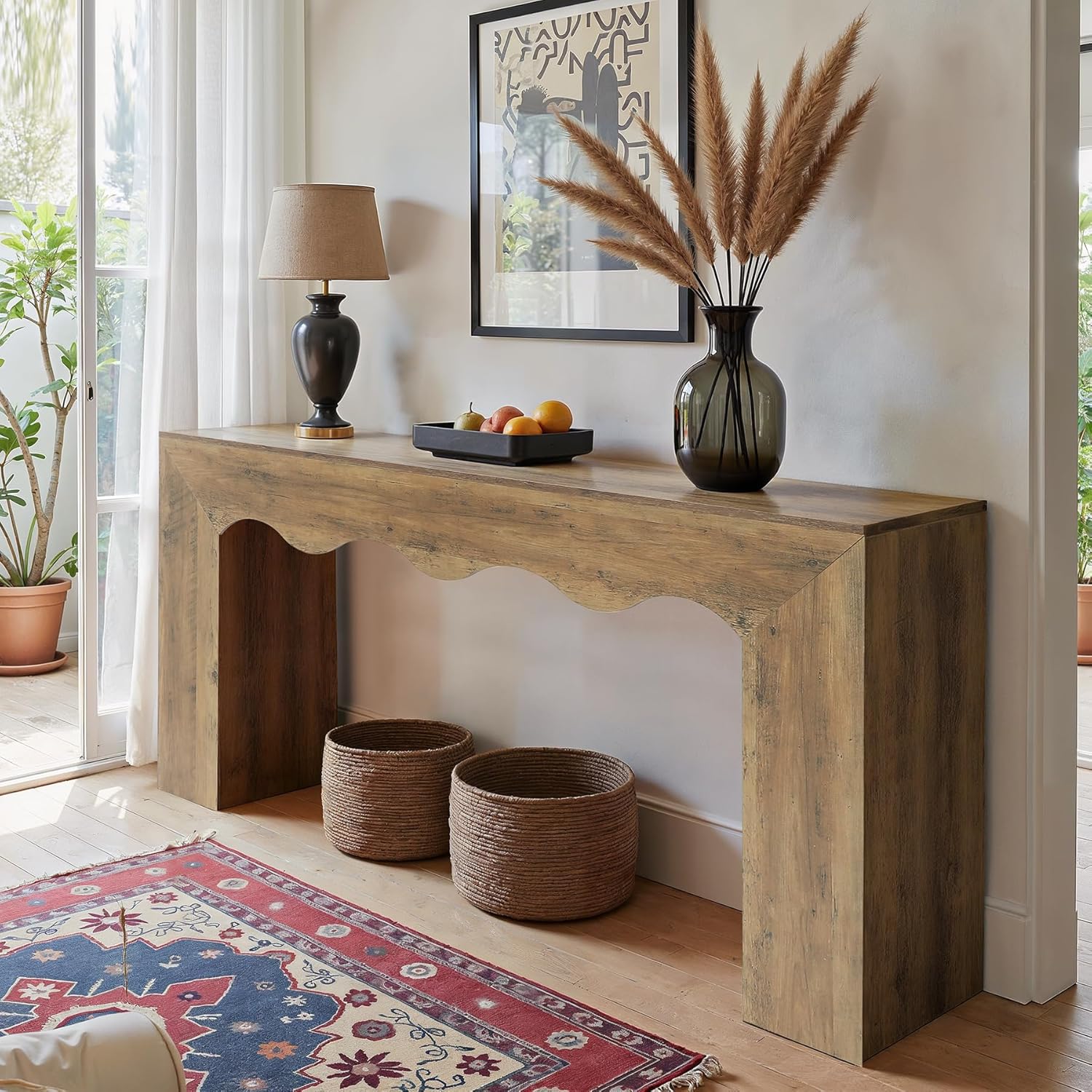 63" Console Table, Wooden Sofa Table Entryway Table with Storage Tribesigns