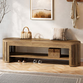 63" Entryway Bench, 2-Tier Narrow Shoe Bench with Shoe Storage 3