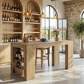 63" Rectangular Bar Table, Counter Height Pub Cocktail Table with 2 Shelves 3
