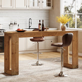 63" Wood Bar Table, Farmhouse Counter Height Pub Table Coffee Bar Units 3