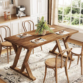 63" Wood Dining Table, Farmhouse Kitchen Dinner Table for 4-6 People 3