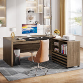 66.2" L-Shaped Executive Desk, Computer Desk with Mobile File Cabinet Tribesigns 3