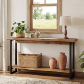 63" Solid Wood Live-Edge Console Table with Metal Legs – Narrow Farmhouse Sofa Table 3