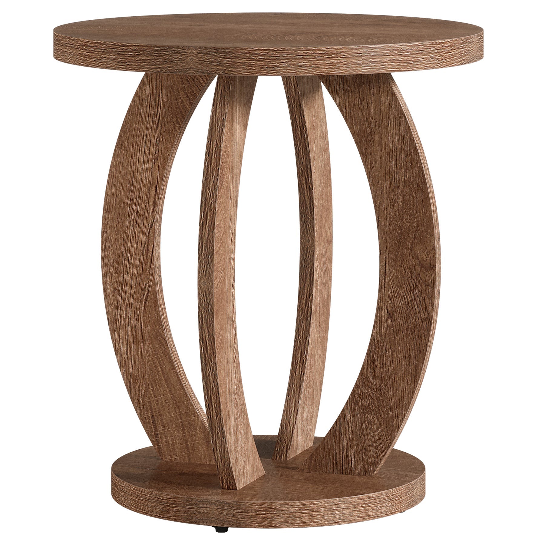 Round End Table, Accent Side Table with Storage for Small Space