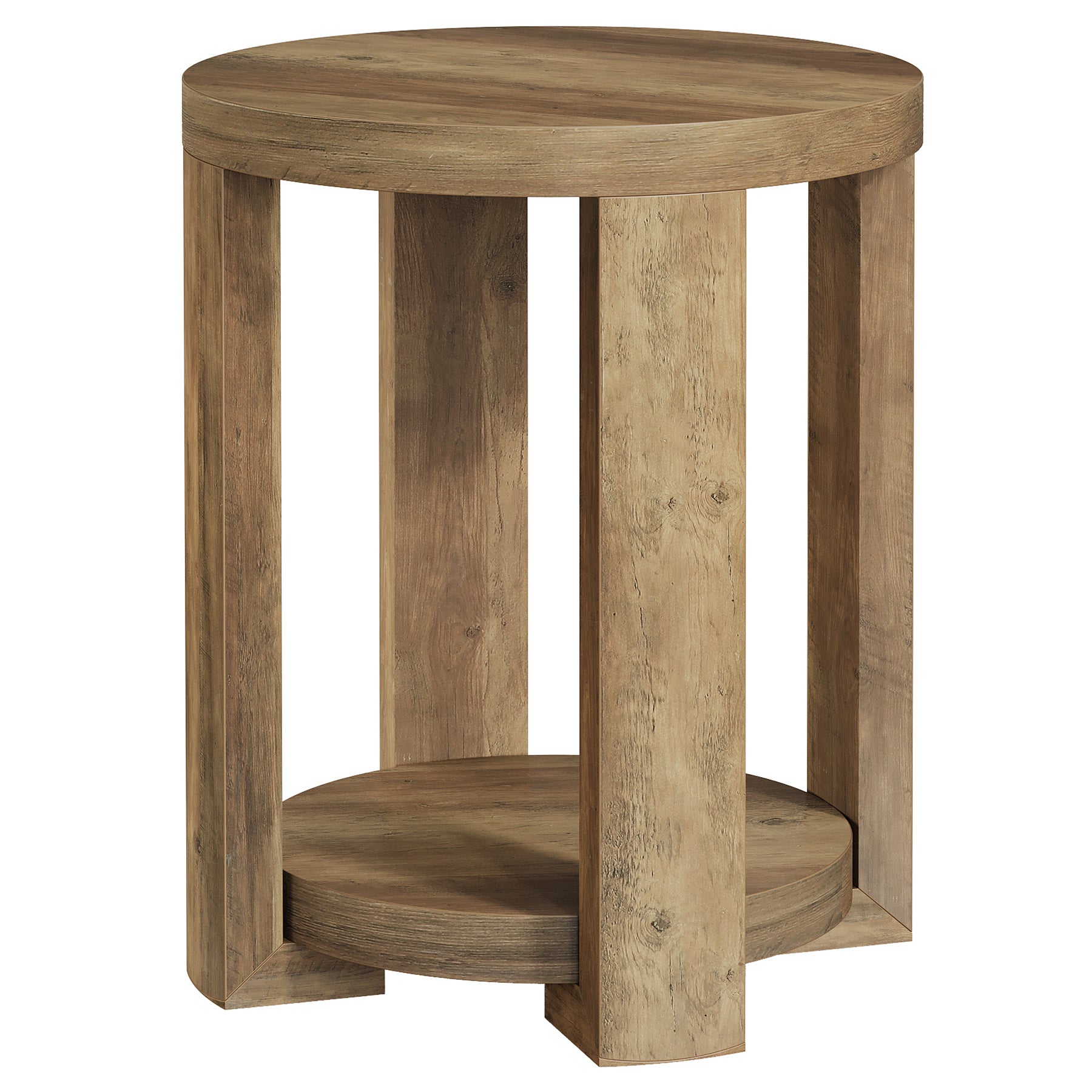 2-Tier Round End Table, Small Side Table Accent Table for Living Room