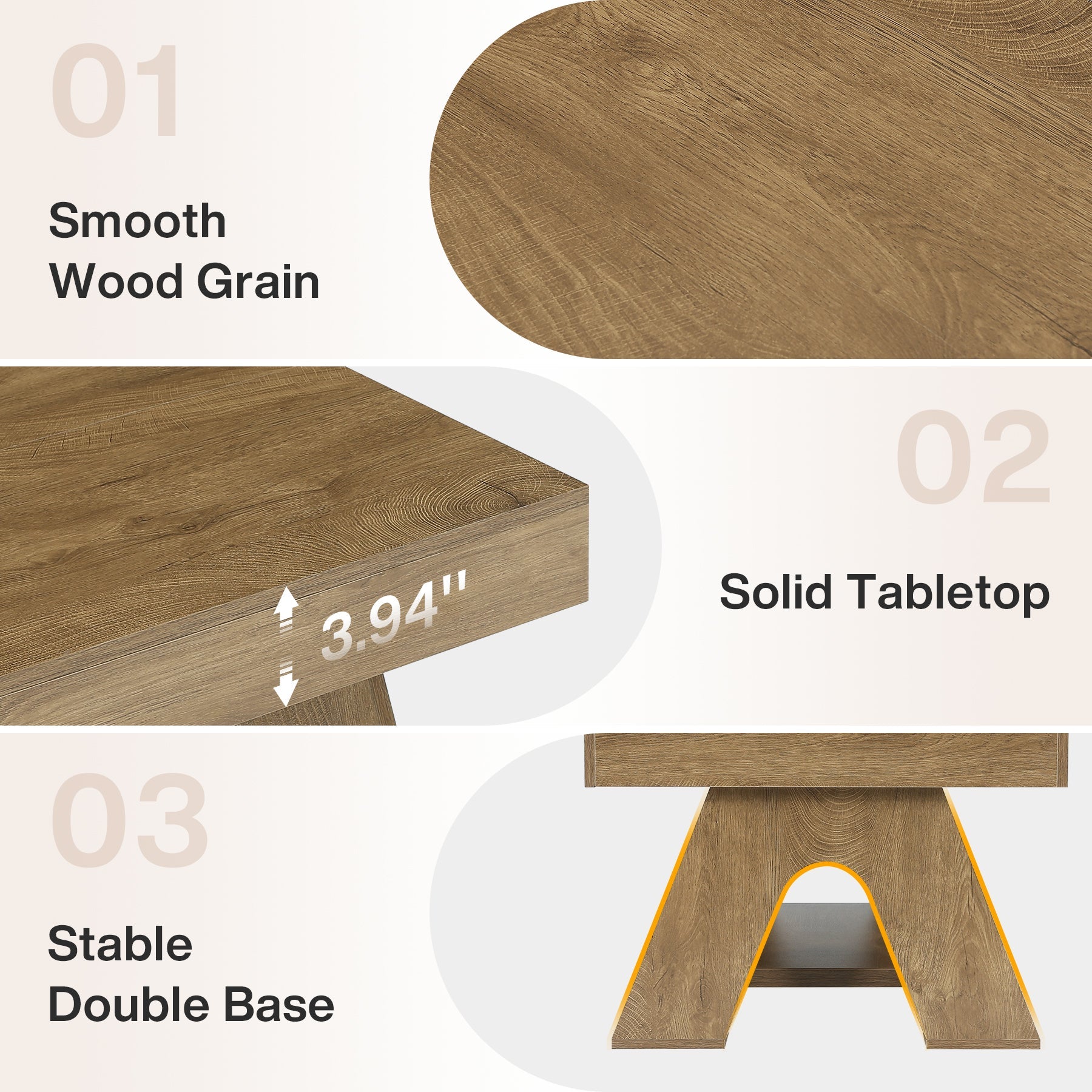 55.1" Farmhouse Coffee Table with Storage Shelf, Rectangle Center Table for Living Room