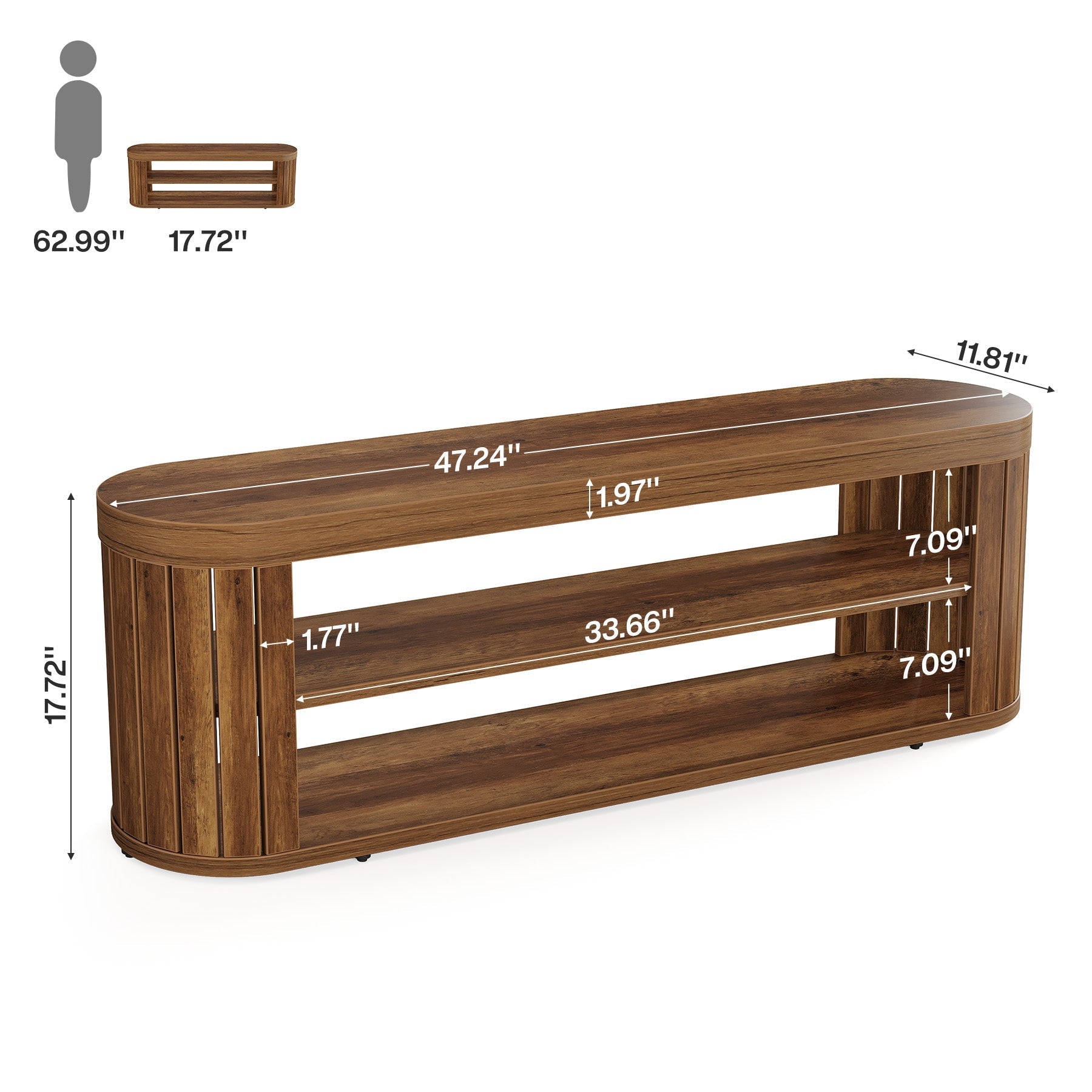 47.2" TV Stand for TVs up to 55", Entertainment Center with 2-Tier Open Storage