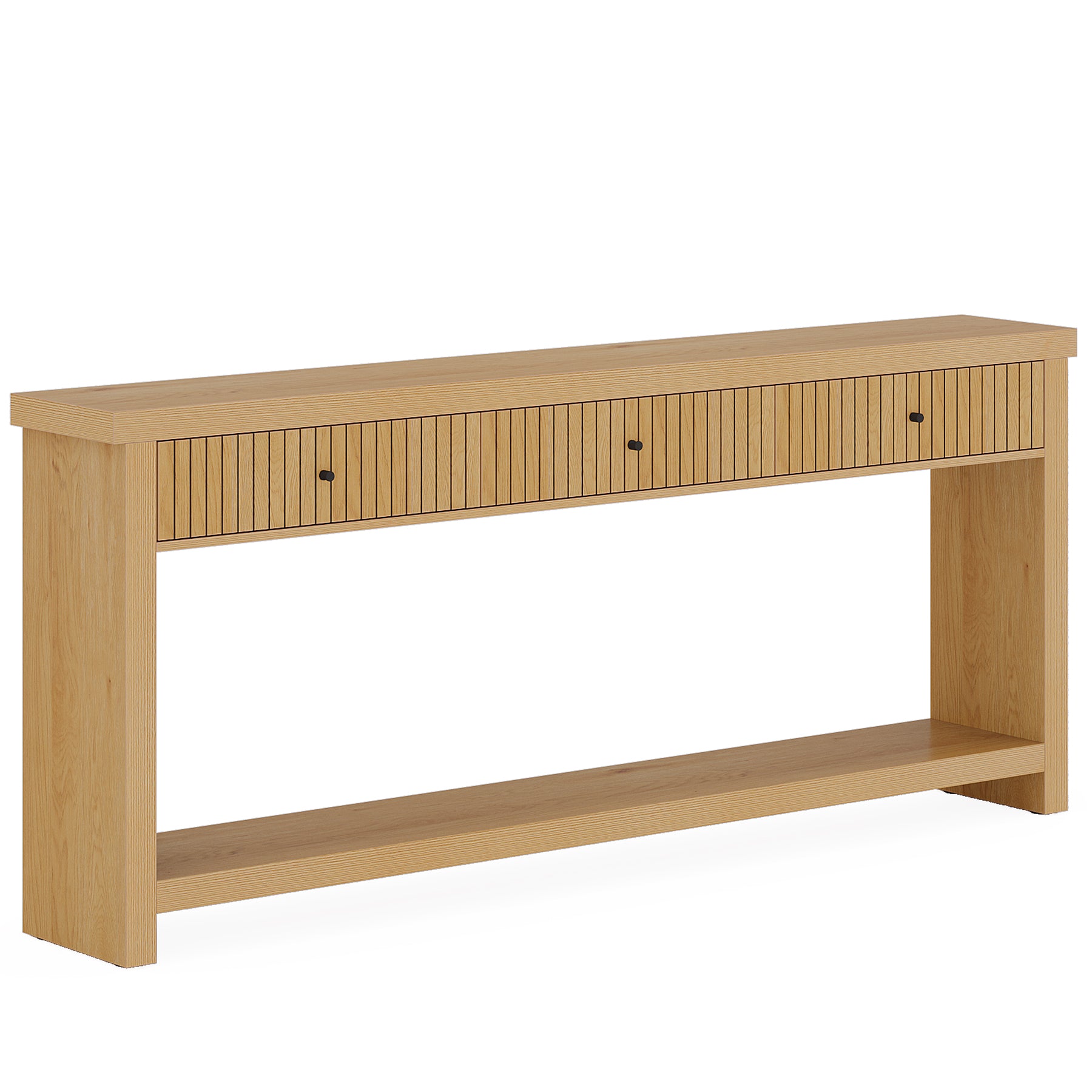 70.9" Console Table, 3-Drawer Entryway Sofa Table with Open Shelves
