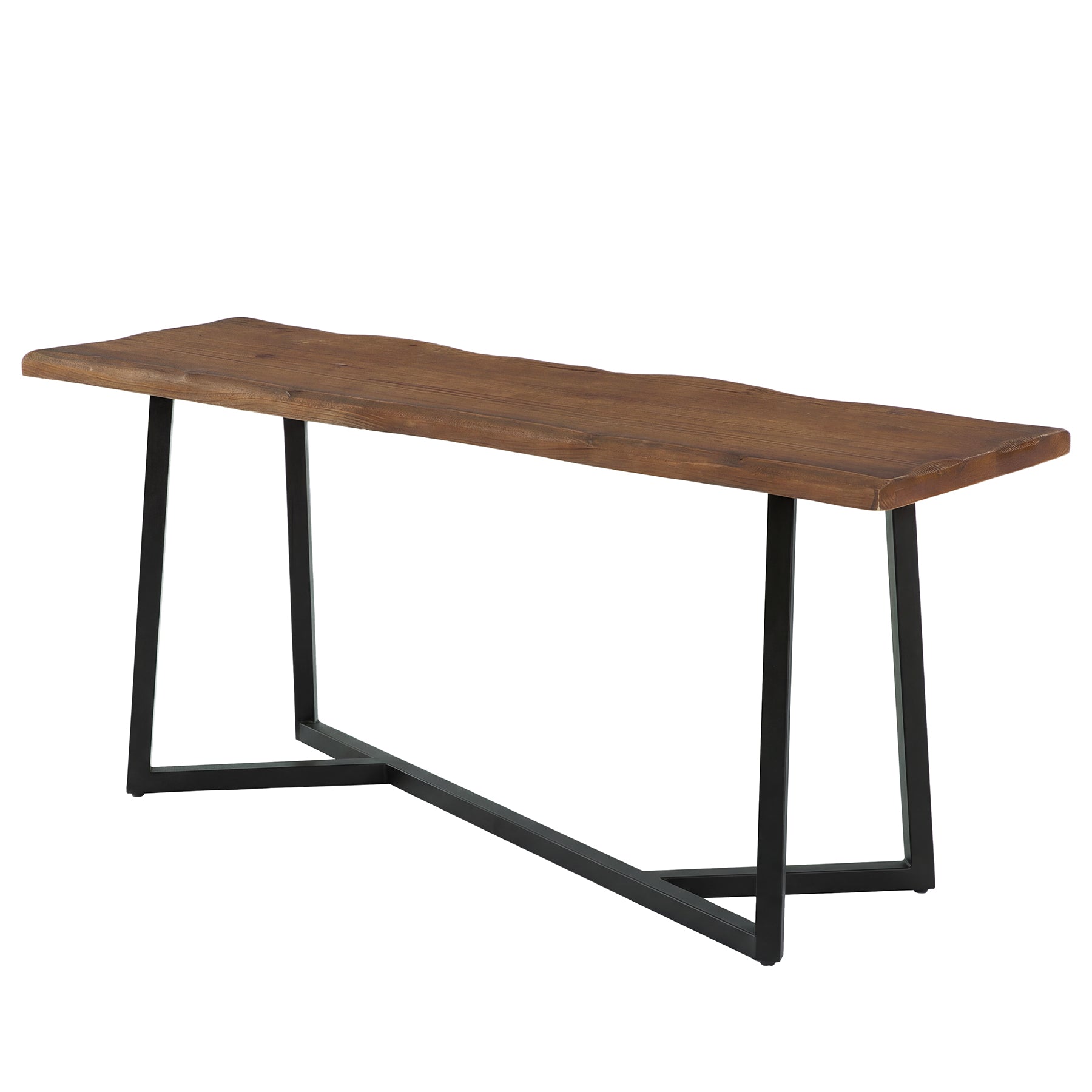 Solid Wood Bar Table,  63" Counter Height Pub Table with Sturdy Metal Frame