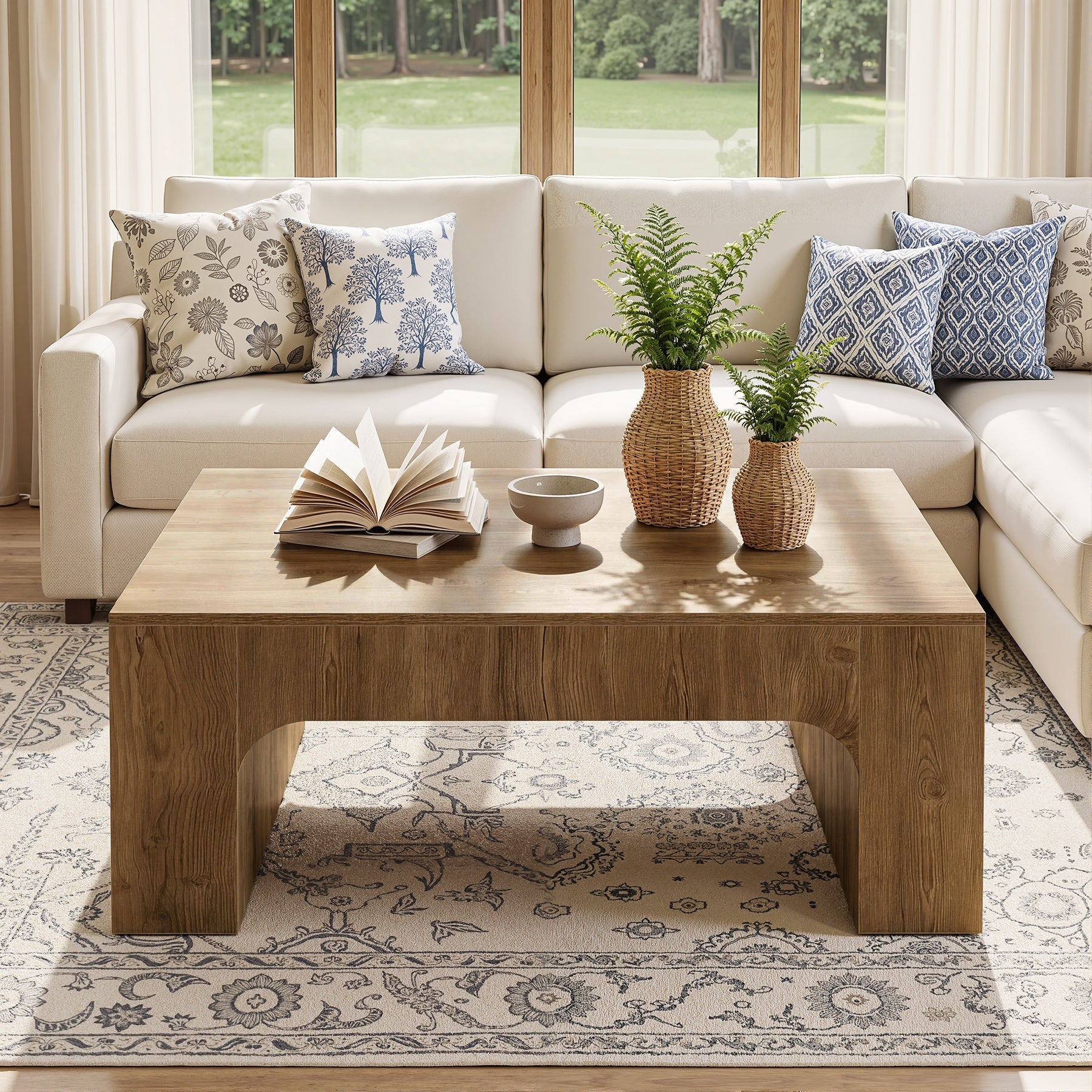 39" Square Coffee Table, Farmhouse Center Table for Living Room
