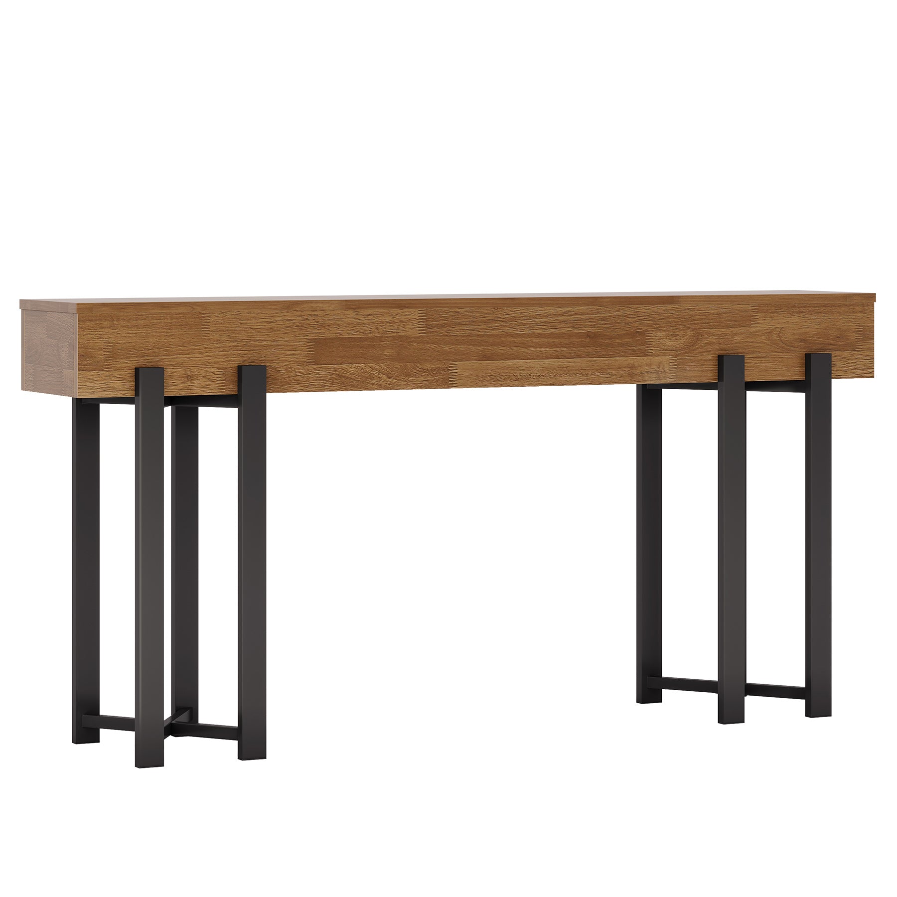 63" Console Table, Farmhouse Sofa Table with Metal Frame for Entryway