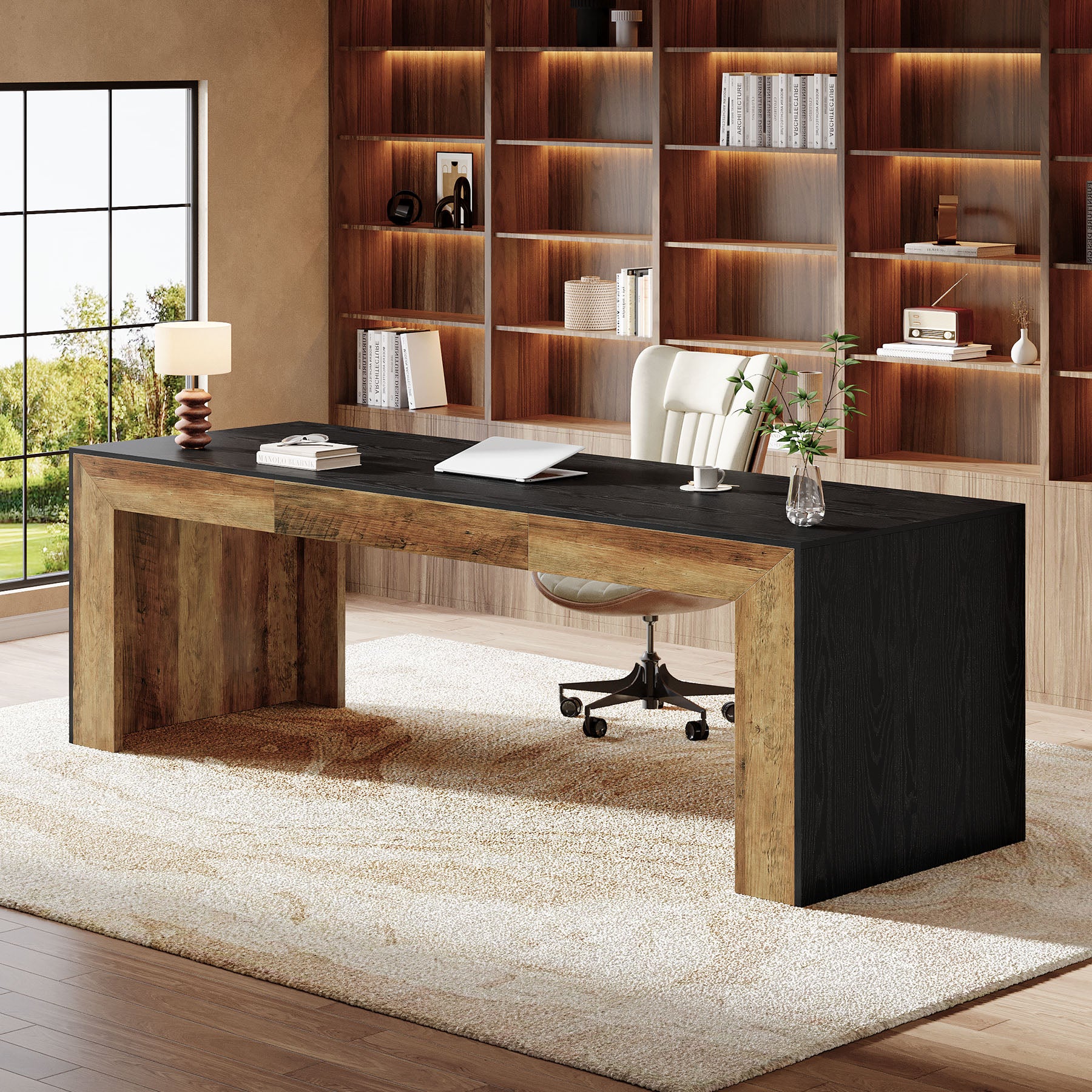 78.7" Computer Desk for 2 People, Farmhouse Executive Desk for Home Office