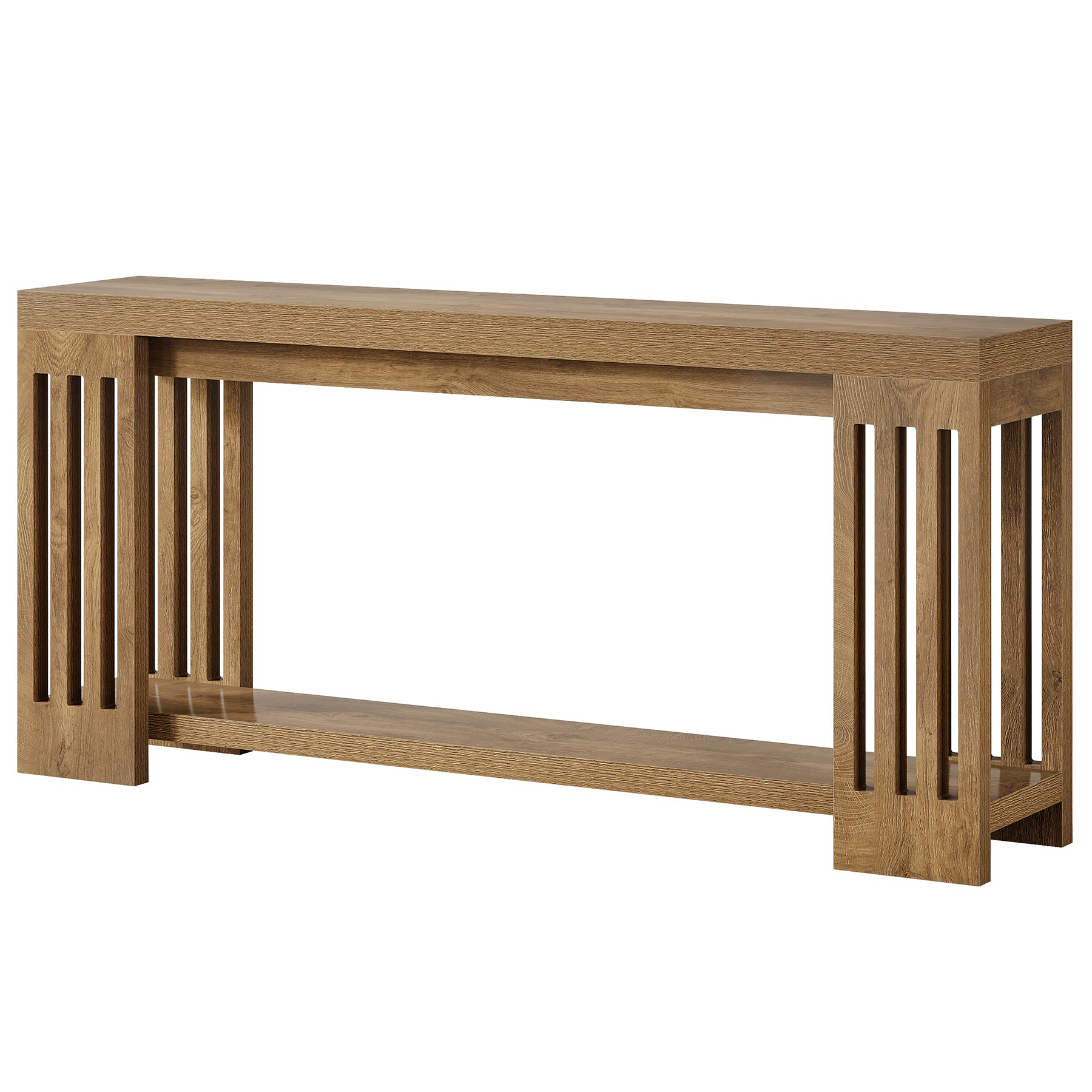 70.9" Console Table, 2-Tier Entryway Sofa Table with Vertical Stripe Legs