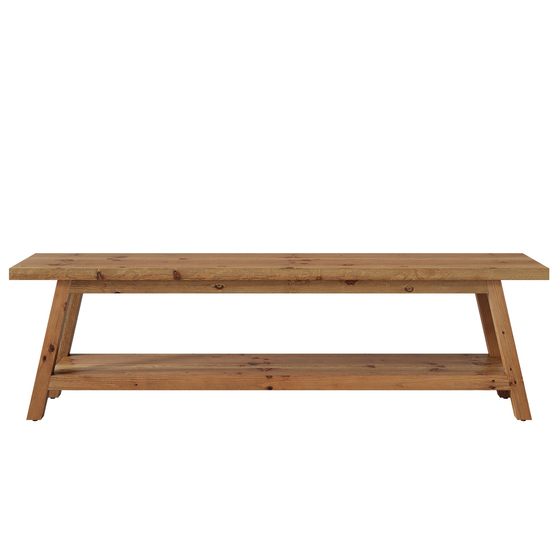 63" Solid Wood Dining Bench, Farmhouse Kitchen Bench Seating with Shelf