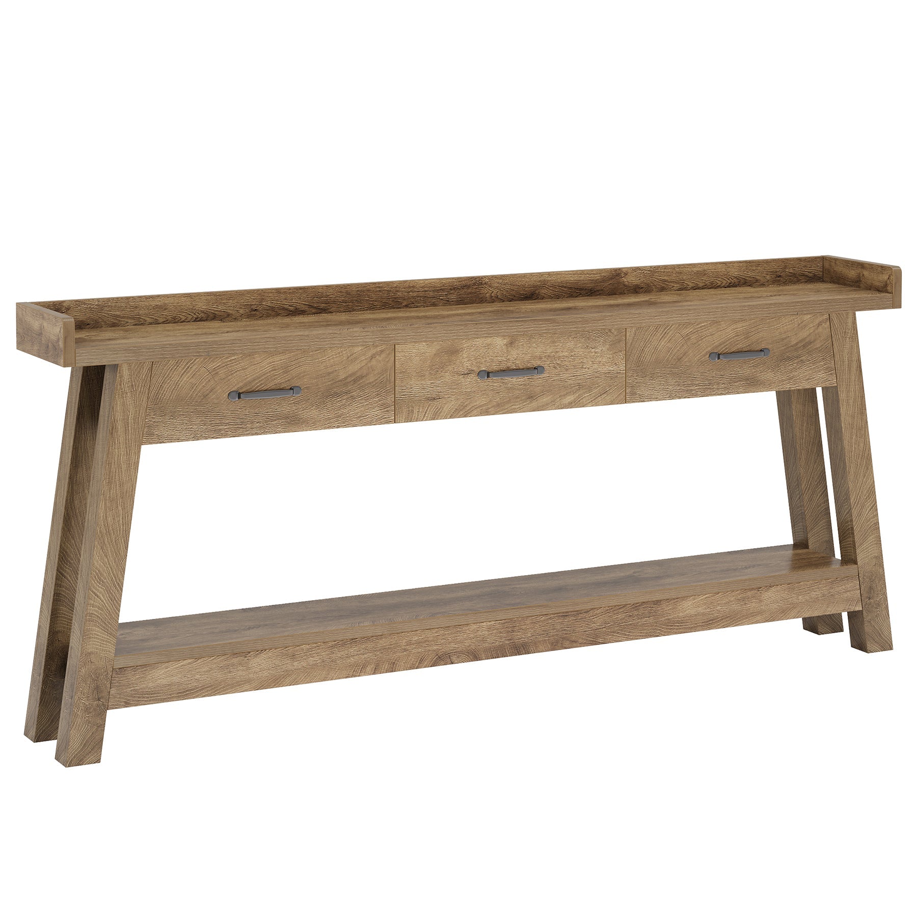 70.9" Console Table, 2-Tier Long Sofa Entryway Table with 3 Drawers and Raised Baffle