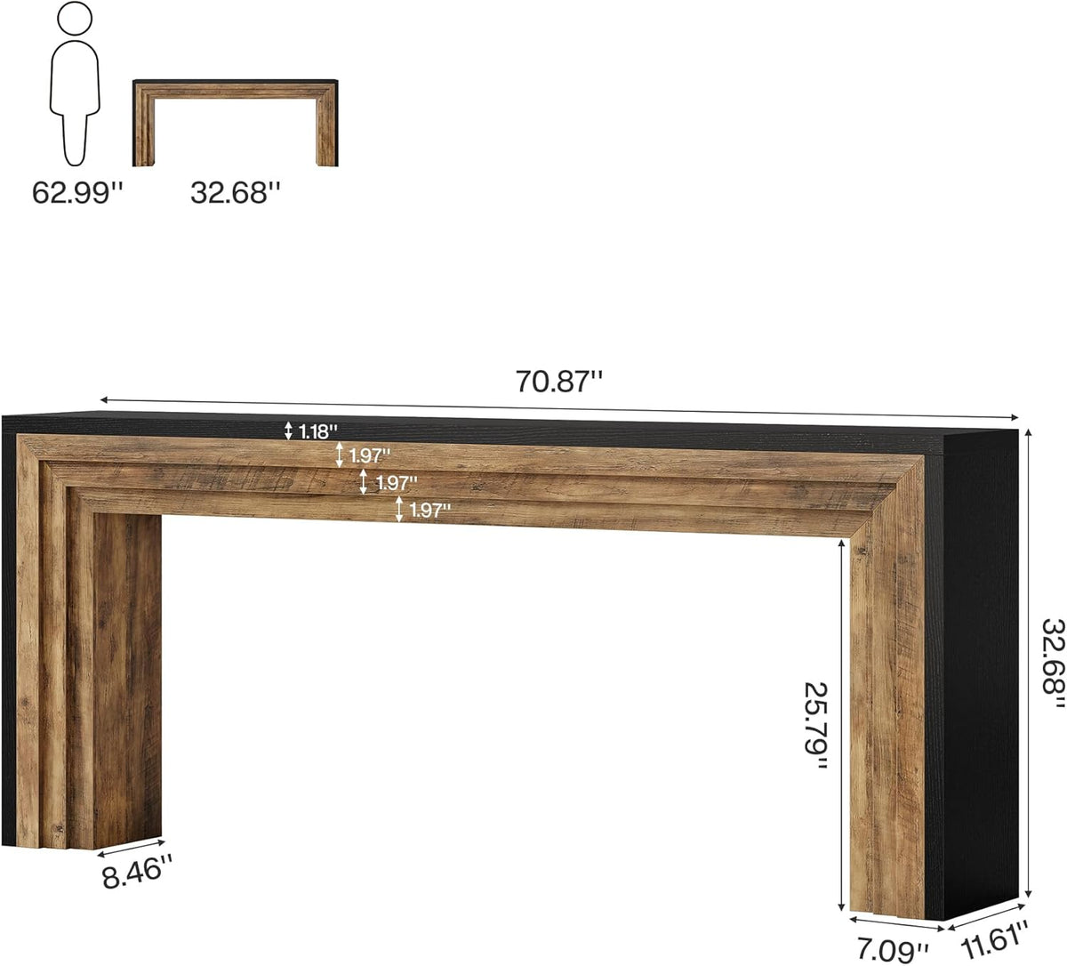 70.9" Console Table, Farmhouse Narrow Sofa Table Hallway Table Tribesigns
