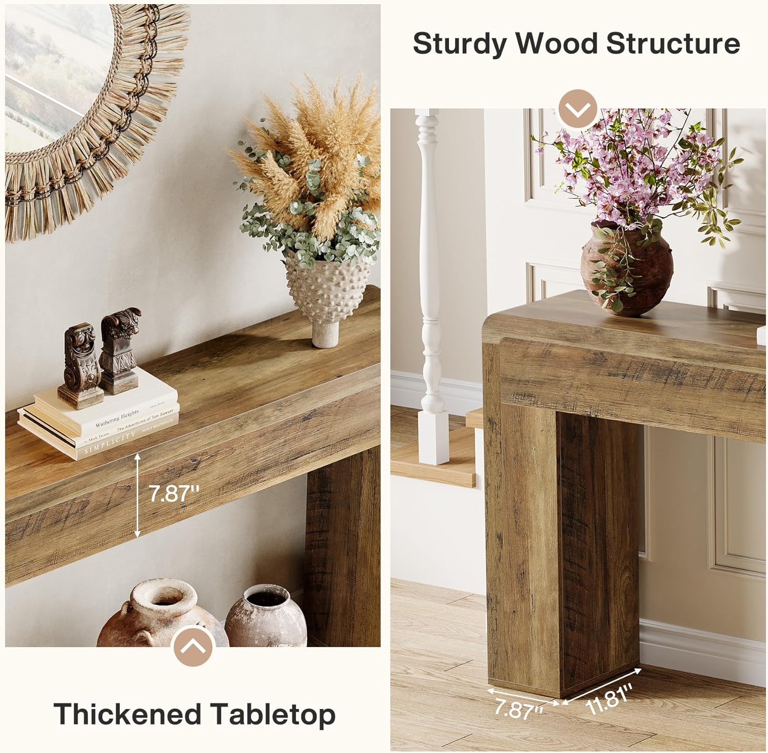 70.9" Console Table, Wooden Sofa Table Entryway Console Foyer Table Tribesigns