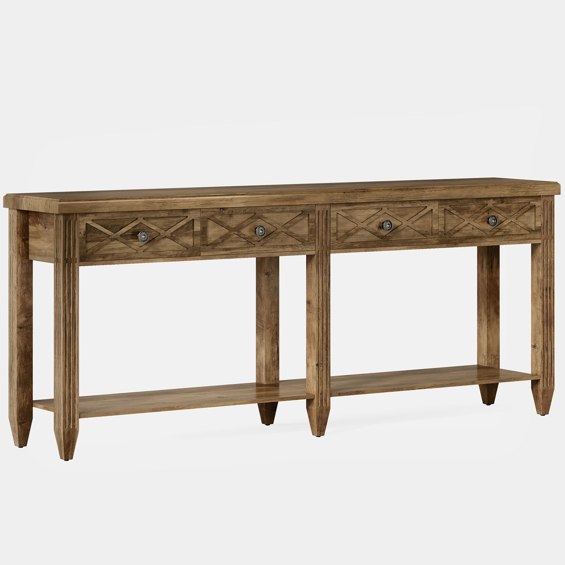 70.8" Console Table, 4 - Drawer Farmhouse Sofa Tables with Bottom Storage Tribesigns