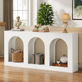 70.8" Console Table, Wood Entryway Entry Table with 3 Arched Shelves Tribesigns 3