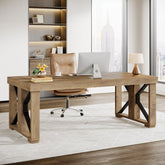 70.8" Executive Computer Desk, Home Office Desk with Strong Double Pedestal Tribesigns 3