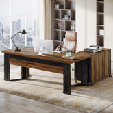 70.8" Executive Desk, L - Shaped Home Office Desk with File Cabinet Tribesigns 3