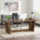 70.8 - Inch Executive Desk, Wood Study Computer Desk Writing Table Tribesigns 3