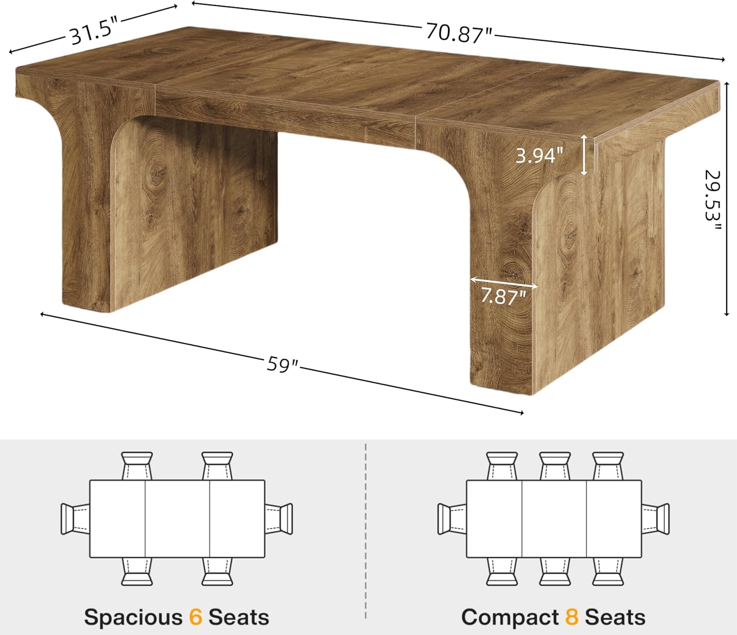 70.87" Executive Desk, Simple Computer Desk Conference Table for 6 - 8 Tribesigns