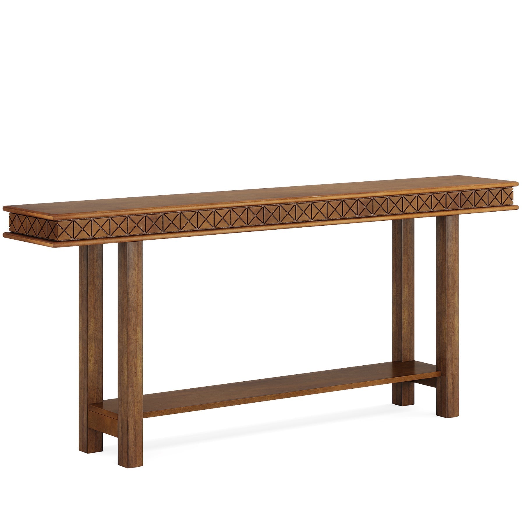 70.9-Inch Console Table, Wood 2-Tier Sofa Table Long Entryway Accent Table Tribesigns