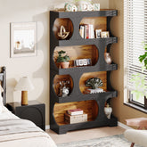 71" Bookshelf, 4 - Tier S - Shaped Bookcase Freestanding Display Shelves Tribesigns 3