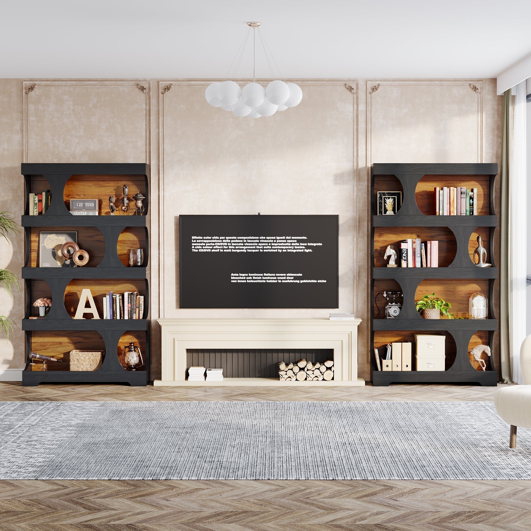 71" Bookshelf, 4 - Tier S - Shaped Bookcase Freestanding Display Shelves Tribesigns