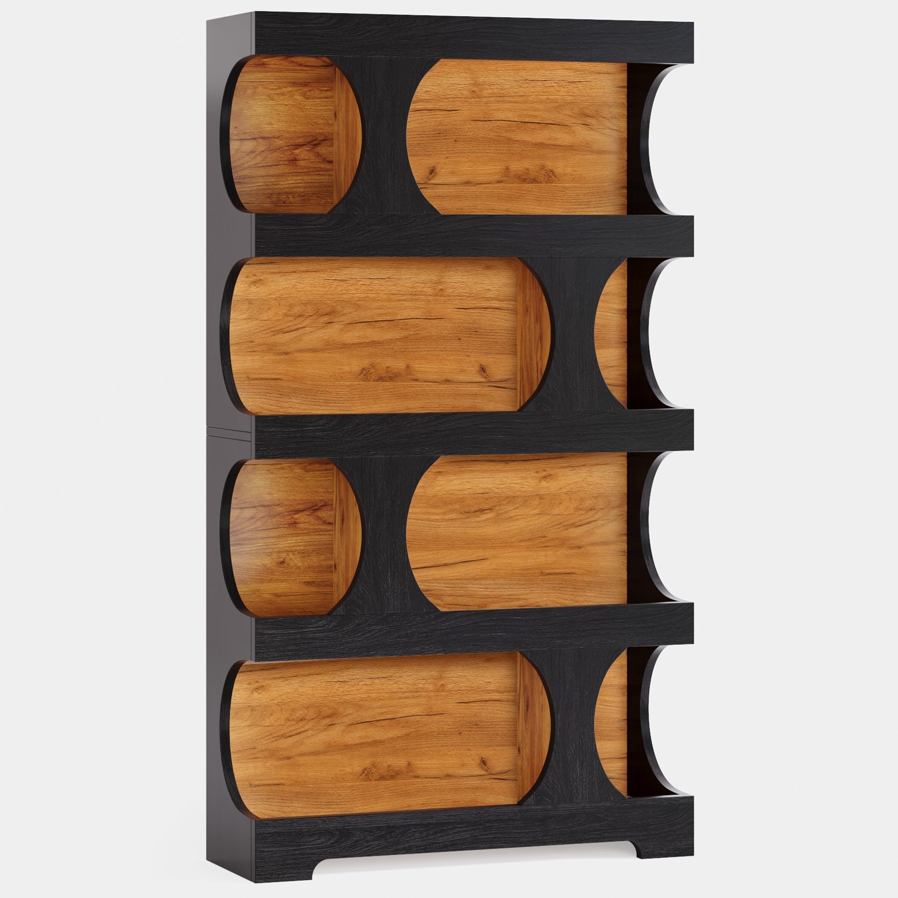 71" Bookshelf, 4 - Tier S - Shaped Bookcase Freestanding Display Shelves Tribesigns
