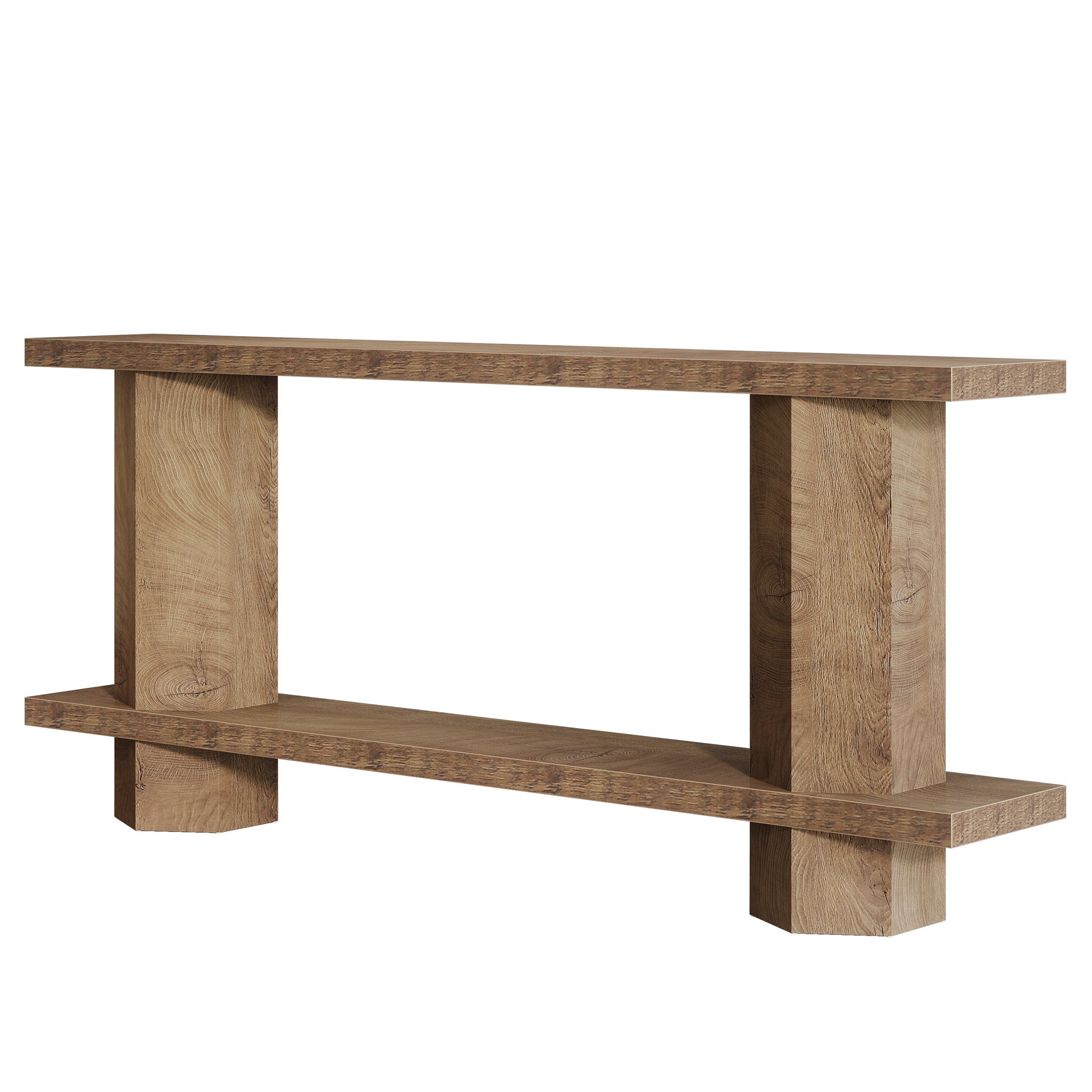 71" Console Table, 2 - Tier Hallway Table Sofa Table Behind Couch Tribesigns