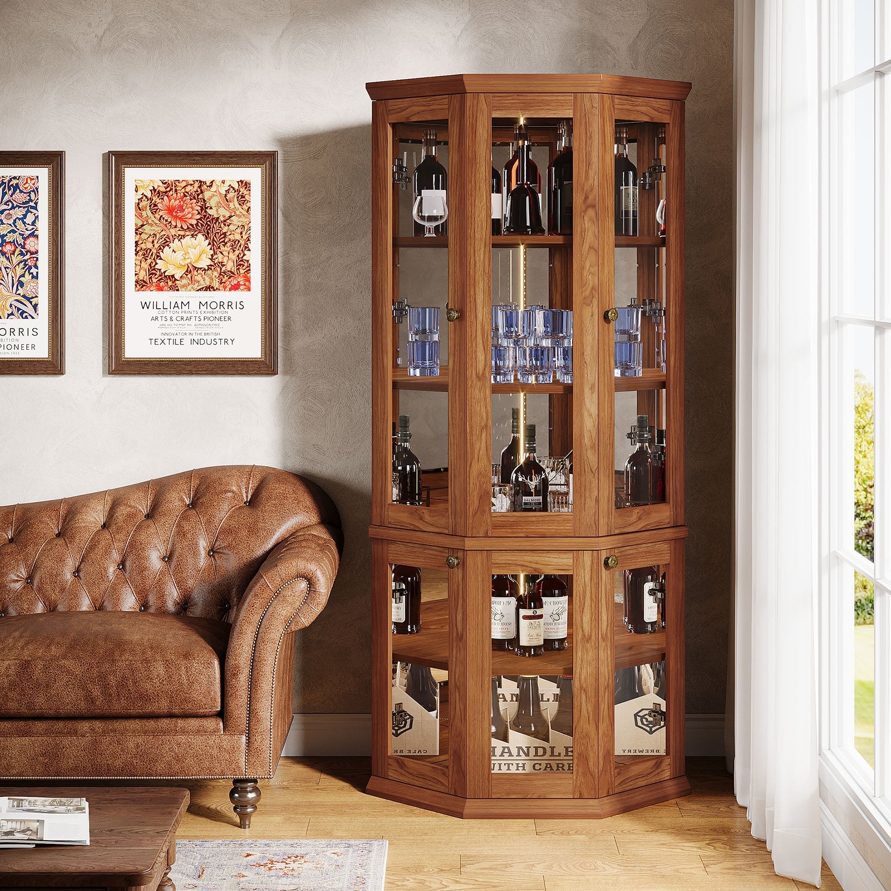 71" Corner Cabinet, Tall 5 - tier Storage Cabinet Display Cabinet Tribesigns