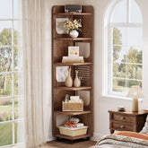 71" Corner Shelf, Narrow Bookshelf Display Shelf with Storage Rack Tribesigns 3