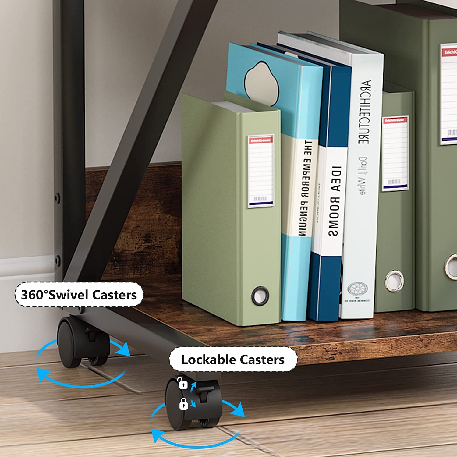 Printer Stand, 3-Tier Rolling Printer Cart Under Desk Storage Shelf Tribesigns
