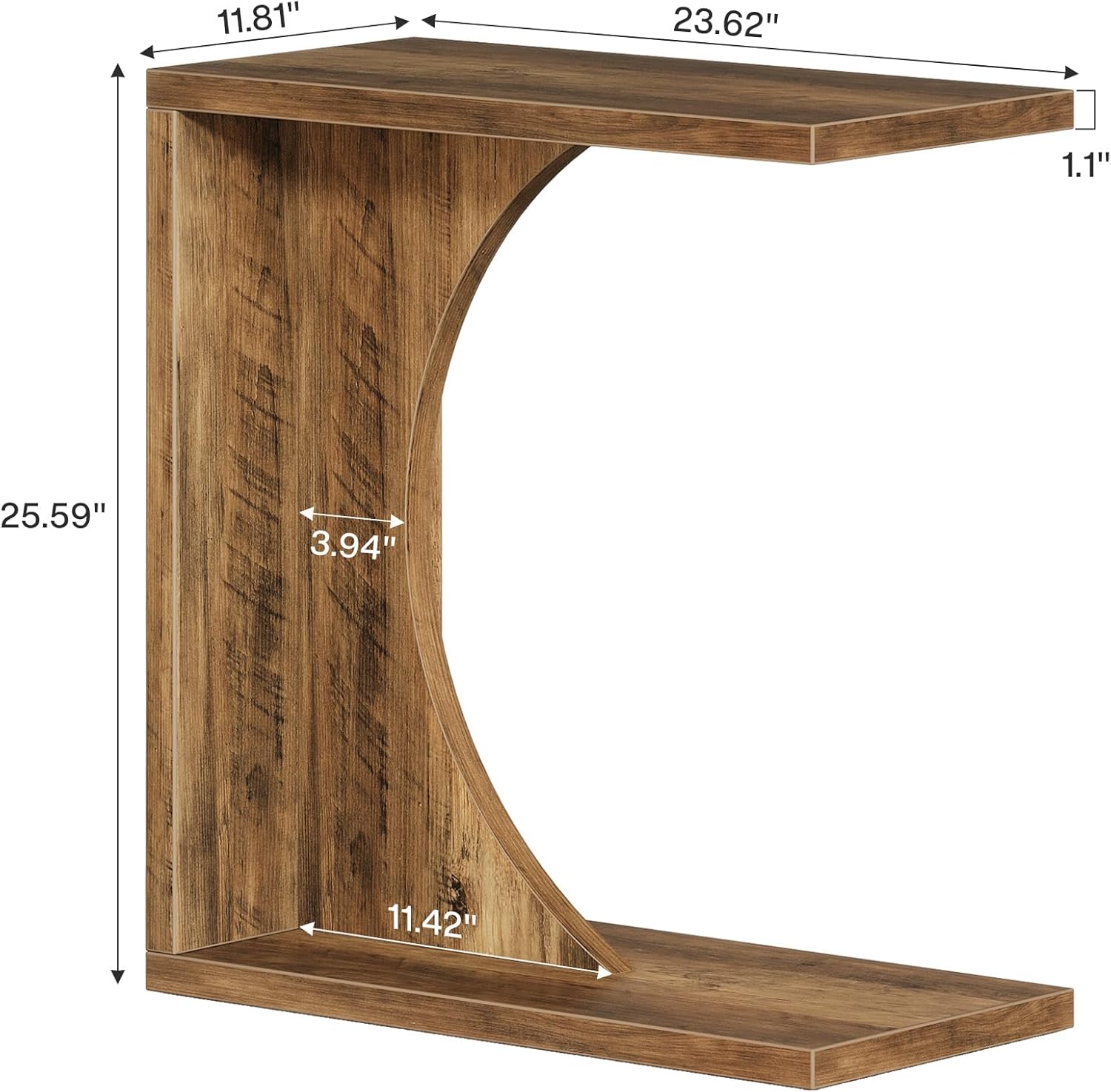C-Shaped End Table, Narrow Sofa Side Table for Living Room