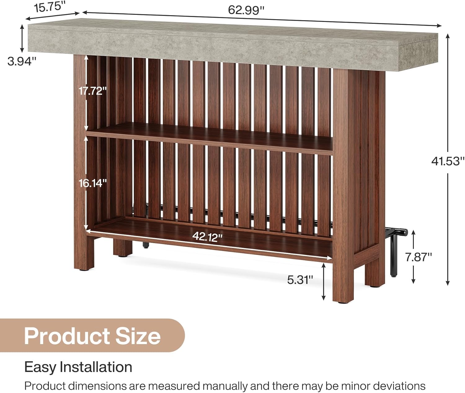 Home Bar Unit, Modern 2-Tier Bar Table with Footrest