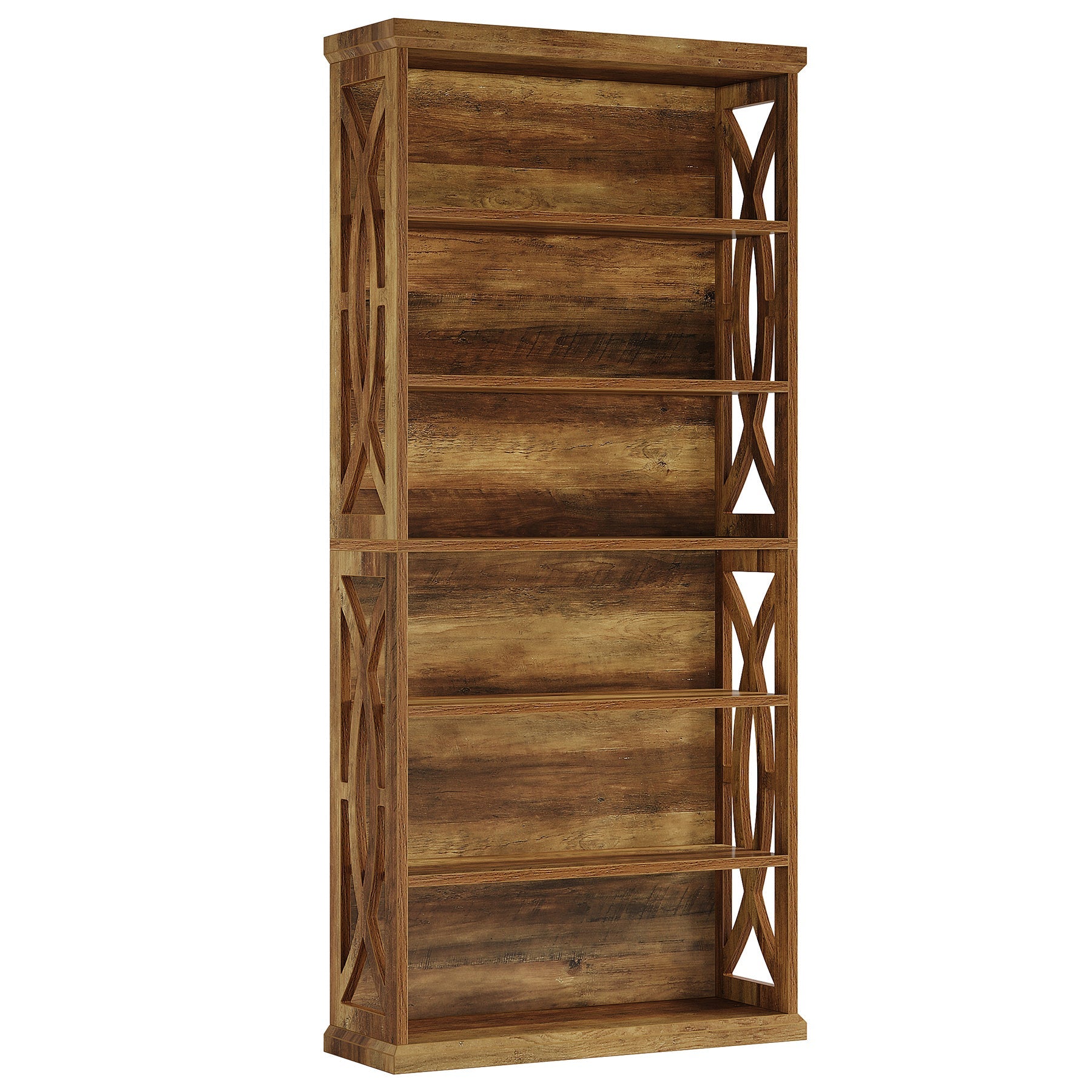 71" Wooden Bookshelf, 6-Tier Freestanding Bookcase Display Shelves