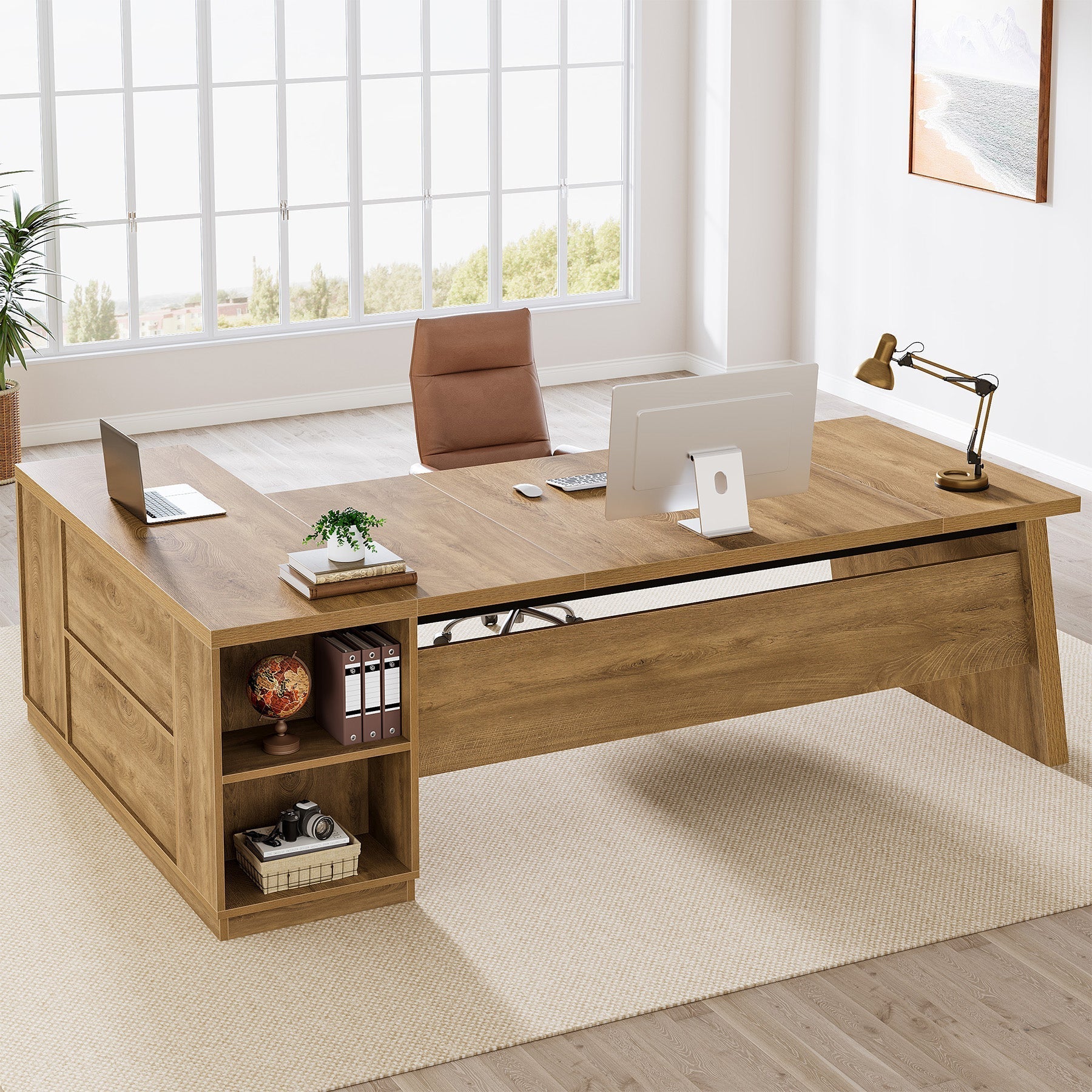 78" L Shaped Executive Desk, Corner Computer Desk Home Office Desk Tribesigns